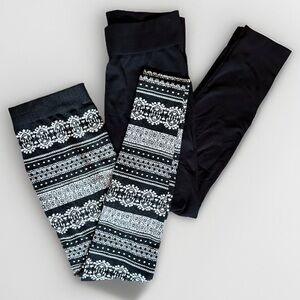 2 pair Girls Juniors Cozy Fleece Leggings Size Large Pink Republic Derek heart